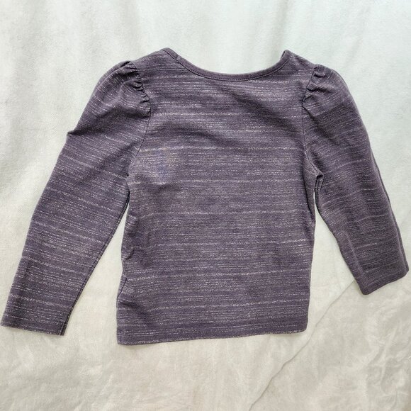 Glitter striped Lavendar Girls Long Sleeved Top w/ Puffed Sleeves - Picture 2 of 8